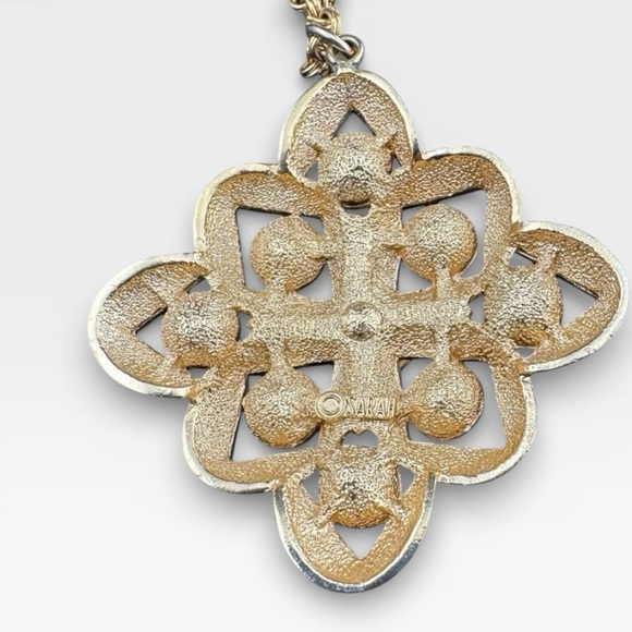 SARAH COVENTRY Vintage “Starburst" Peridot & Topaz Crystal Pendant Necklace - Picture 12 of 13